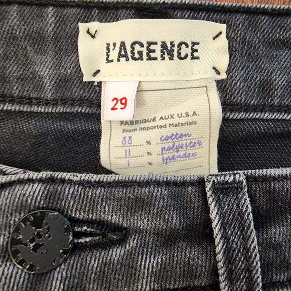 L'AGENCE Highline High Rise Distressed Jeans in Vintage Grey Destruct, Size 29 - Picture 12 of 12
